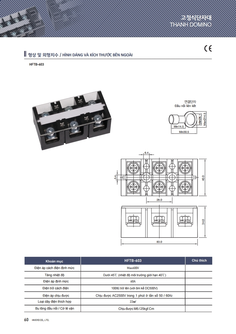 THANH DOMINO DẠNG KHỐI HFTB-603