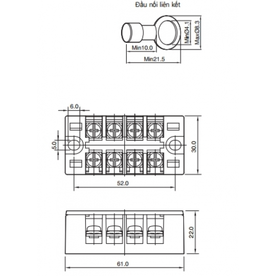 Thanh domino dạng khối 20A 4P